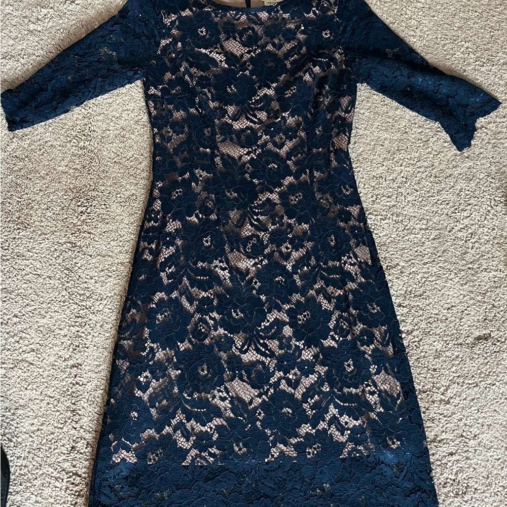 Elegant Navy Lace Dress